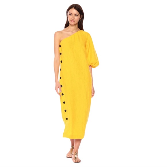 Mara Hoffman Yellow Emilie One Shoulder Dress 4 - Picture 1 of 4